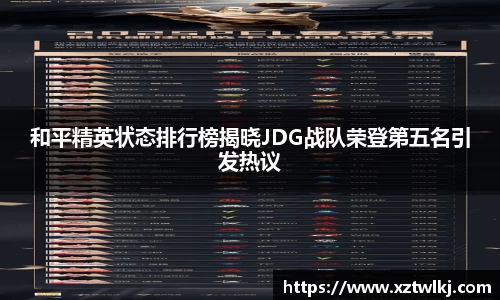和平精英状态排行榜揭晓JDG战队荣登第五名引发热议